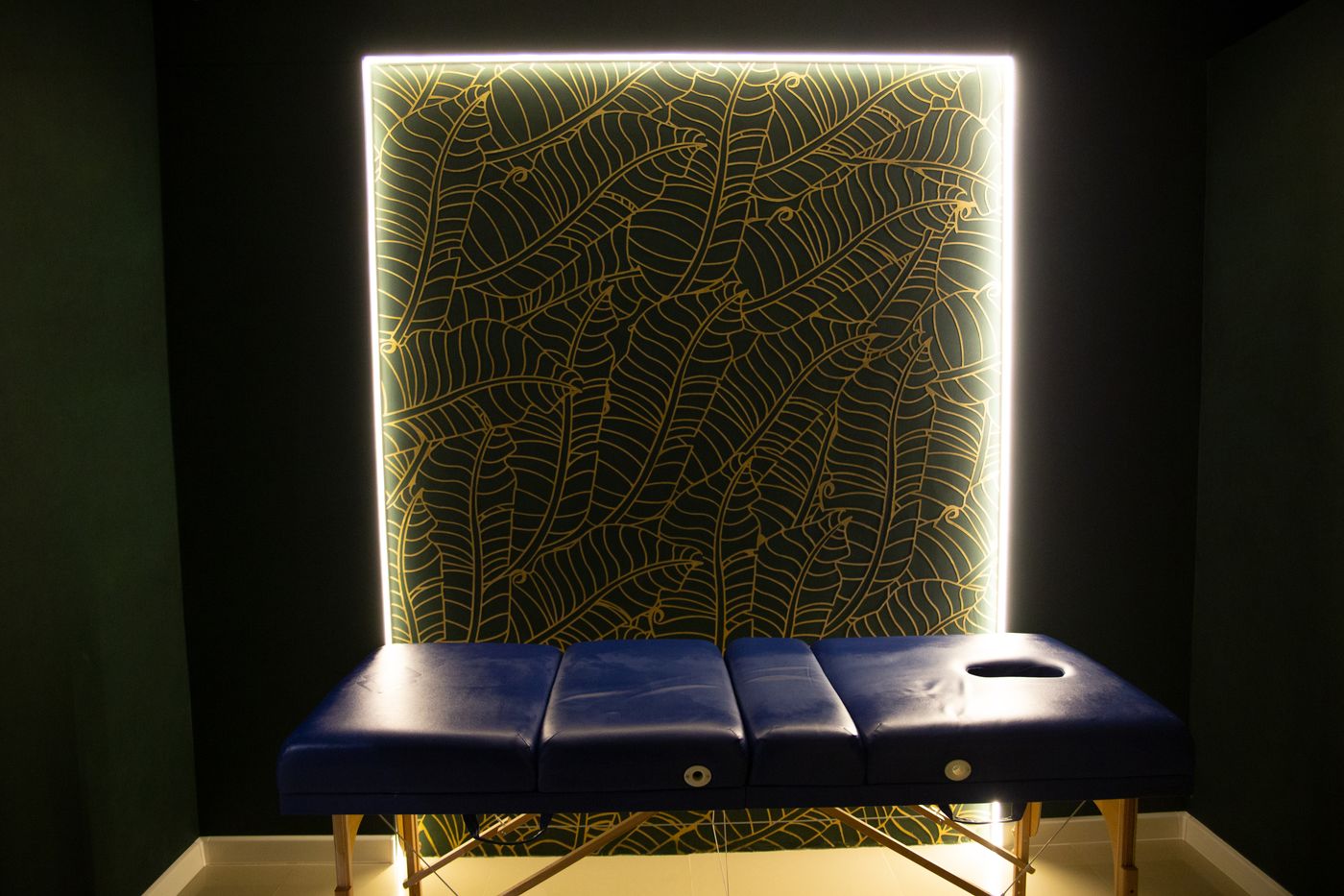 Elegant massage room arranged for a relaxing session